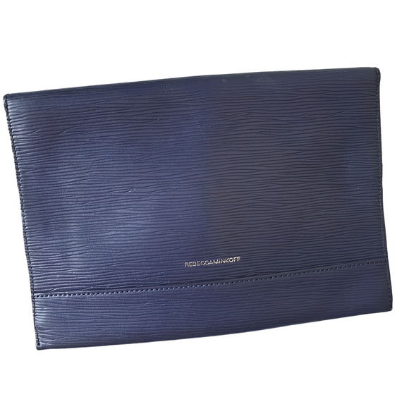 NWOT Rebecca Minkoff Blue Navy Clutch Stars Envelope Leather Silver - Picture 3 of 6